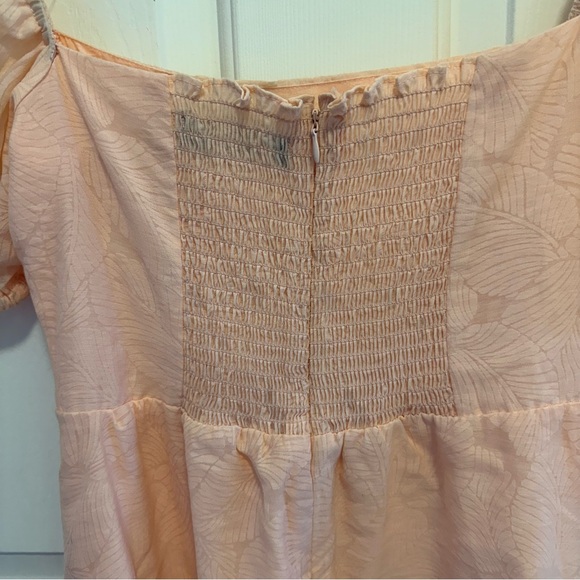 O.P.T. Peach Leaf Print River Midi Dress Size Medium - Picture 3 of 7